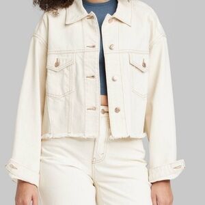 Wild fable cream jean jacket cropped